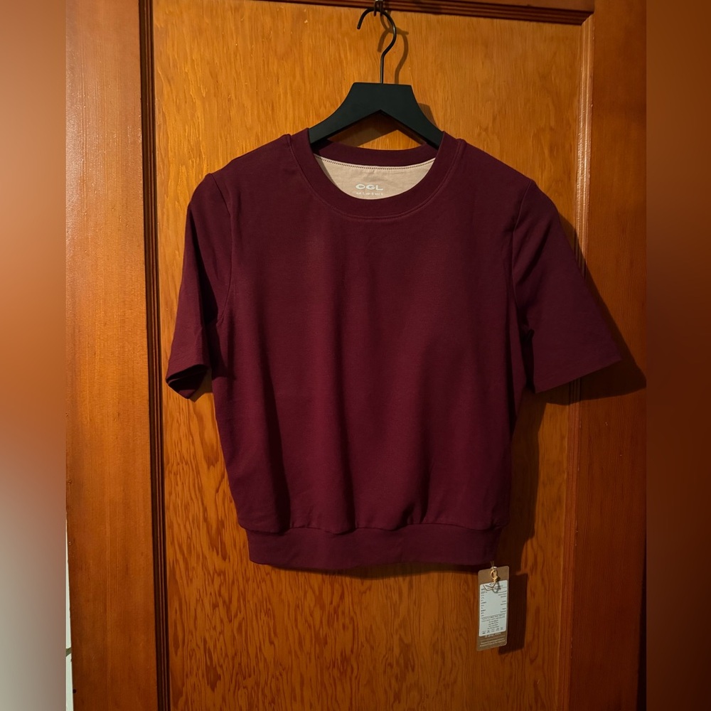 OGL Ruby Red Lyocell Wool Crewneck Brami with Banded Hem - Picture 4 of 5